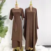 Ethnische Kleidung 2023 Türkische Robe Jacke und Kleid Zweiteiliges Set Musulmani Islamische Modest für Frauen Abaya Naher Osten Femme Musulman