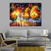 High Quality Canvas Art Rain in The Night City Handcrafted Oil Paintings Urban Streets Modern Wall Decor