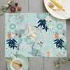 Table Mats Traditional Japanese Pattern Kitchen Placemat Linen Vintage Luxury Dining Pad Bowl Cup Mat Home Decor