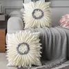 Poduszka poduszka moda nowoczesny styl różowy biały poduszki rzutowe 4545 cm aksamitne szwy 3d chryzantema poduszka w talii niebieska obudowa 230615