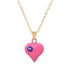 Chaînes acrylique coeur collier avec oeil bleu dames bulle coeur pendentif turc mal collier Y2K bohème fête bijoux