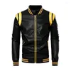 Hommes Vestes Bomber Hommes Veste En Cuir Patchwork Biker Manteau Moto Hiver Casual Polaire Chaud Manteaux Stripe Lâche Outwear Mode