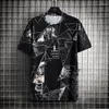 Męskie koszulki T-shirt Men Men Hip Hop Printed krótkie rękawy Streetwear Black Tops Tees 2023 Summer Casual Men's Size