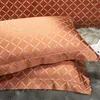 寝具セットラグジュアリーセットサテンジャクカーと100年代のエジプトの綿パッチワークキルトカバーソフトシルキー羽毛布団ベッドシート枕カバー