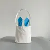 Sublimation sac en toile vierge sac fourre-tout cadeau de fête sacs de rangement sacs cadeaux de Pâques sac fourre-tout bonbons aux oeufs personnalisé avec des oreilles de lapin