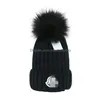 Beanie/Skull Caps Winter Knitted Beanie Woolen Hat Women Chunky Knit Thick Warm Faux Fur Pom Beanies Hats Female Bonnet 7 Colors Dro Dhdmy