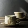 Koppar tefat vintage kaffekopp keramik kreativ vacker återanvändbar muggtjänster eftermiddag te jogo de xicaras och fat set