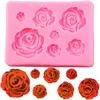 Stampi da forno Fiore rosa Peonia Stampo in silicone Strumenti per decorare torte nuziali Stampi per fondente al cioccolato Foglia Caramelle Resina Cupcake Topper fai da te 230616