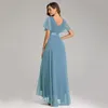 Party Dresses 2023 Spring Summer Double V-Neck Horn Sleeve Y2k Long Dress Women's Elastic Chiffon Banquet Bridesmaid Evening