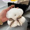 Keychains Luxury Real Rex Fur Little Cute Bear Keychain Fluffy Originality Cartoons Toys Key Ring Women Bag Ornament Trinket Gifts2398