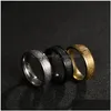 Band Rings Stainless Steel Roman Numeral Ring Gold Black Letter Number Men Women Fashion Jewelry Drop Delivery Dh0Ho