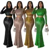 Werk Jurken Znaiml 2023 Elegante Celebrity Pailletten Maxi Jurk Tweedelige Sets Voor Vrouwen Avond Party Crop Top En Zeemeermin Lange Rok Outfits