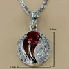 Pendentif Colliers Fleure Esme Bijoux Accessoires Pendentifs De Noël Charmes Pour Femmes Cadeaux Goutte Rouge Zircon Cubique Plaqué Rhodium