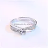 Кольцо -пасьянс кросс -кубические циркониевые кристалл открытые регулируемые обручальные кольца для женских ювелирных украшений и песчаных капель