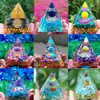 Objets décoratifs Figurines Générateur d'énergie Orgone Pyramide Améthyste Péridot Guérison Cristal Naturel Reiki Chakra Orgonite Méditation Outil 230615