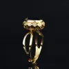 Wedding Rings Simple Blue Gem Creates Gold Plated Finger Ring Charm Female Jewelry Fashion Elegant Bride Engagement