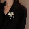 Pins Brooches Luxury Jewelry Natural Freshwater Pearl Flower Basket Brooches Micro-inlaid Zircon Copper Gold-plated Bowknot Tassel Broochpin 230616