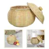 Учетные наборы для хранения корзины для хранения крышка кухонная яйцо организует бамбуковый плетень