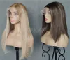 Evermagic None Layerd Lace Front Human Hair Wigs Balayage Highlight Brond Blonde Super Natural Hairline