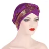 Abbigliamento etnico Paillettes Trecce Donne Musulmane Hijab Turbante Chemio Cap Berretti India Bandana Cancro Copricapo Avvolgere la testa Sciarpa da donna Perdita di capelli