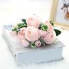 Dried Flowers The new bunch of artificial peony tea roses camellia silk fake flower floral art can be used for DIY home garden wedding