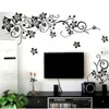Avtagbar vinyl svart blomma offert diy 3d vägg klistermärke dekal väggmålning hemrum dekor vardagsrum