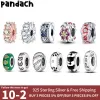 925 Silver för pandora charms smycken pärlor pendellkvinnor armband pärlor färg lnlaid vinkel rund distans