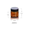 Quality Amber PET Plastic Jars Round Leak Proof Cosmetic Foods Containers Bottle with Black PP Lids & White Gasket 2oz 33oz 4oz Abvus