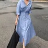 Casual Dresses Y2k Long Shirt Dress Women Cotton Linen Blue Party Vestidos Loose Streetwear High Waist Beach 2023 Spring Summer Maxi