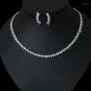 Necklace Earrings Set Fashion Luxurious Bridal Wedding Accessories CZ Paved Water Drop Shape For Women Gifts N-452