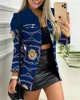 Kvinnors jackor All-Match Coat 2023Women Fashion Fall Geometric Print Button Zip Pocket Design Elegant långärmad avslappnad jacka traffops