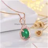 Collane con ciondolo Collana di giada ovale verde S925 Argento placcato Fidanzamento Gioielli da sposa Regalo di Natale Pendenti con consegna a goccia Dh2Jq