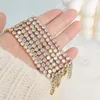 Pulseira Joolim à prova d'água livre de manchas de luxo para tênis de aço inoxidável com pingente de cristal