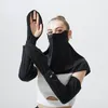 Шарфы Женщина шелковая солнцезащитная маска с длинным перчаточным рукавом