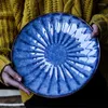 Plates ANTOWALL Deep Blue Ceramic Dinner Plate Western Steak Pasta Dish Restaurant Special Tableware Household Big Flat