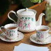 Tasses Soucoupes Anglais Fleur Théière Ensemble Maison En Céramique Creux Fille Rose Décalque Tasse À Café Soucoupe Français Pastorale Lumière De Luxe Pot