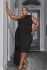 Plus Size Jurken Wuhe Gedrapeerde Streamer Side Een Schouder Skew Neck Bodycon Midi Jurk 2023 Vrouwen Club Avond Sexy Party