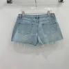 23SS FW Baumwolle Damen Designer Shorts Jeans mit Buchstaben Perlen Perlen High End Milan Runway Marke Cowboy Casual Loch Jersey Outwear Denim A-Linie Sexy Hotty Hot Pants