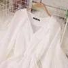 Günlük elbiseler peri elbise kadınlar fırfır uzun kollu beyaz midi zarif şifon kadın sonbahar kıyafetleri mori kız partisi 2023 boho