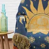 Filt inyahome Moon and Sun Throw Filt Sofa Cover med dekorativa tofsar dubbelsidig bomullsvävd soffbädd Hippie kastar R230615