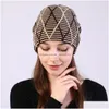 Beanie/Skull Caps Knit Grid Winter Beanie Hats Ear Cuff Cable Slouchy Skull Cap for Women Fashion Will and Sandy Gift Drop Delivery Dh5hu