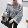 Koszule damskie EWSFV 2023 AUTUMN DOBRES KOBIETY SIDY 5-Colors Kolejka Pullower Knitover Korean Style Lose Bell Sleeve V-dółka strzępiona