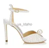 Sandals Summer Sacaria Dress Wedding Shoes Pearl-Embellished Satin Platform Sandals Elegant Women White Bride Pearls High Heels Ladies Pumps EU35-42 J230616