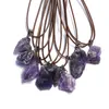 Naturlig oregelbunden energisten Rå malm Fluorit Kristallhänge Halsband Häknad Amethyst Meditation Yoga Gift grossist