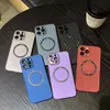 Matte Matte Magnetyczne obudowy bezprzewodowe dla iPhone 15 14 Plus 13 Pro Max 12 11 iPhone15 PC PC Plastikowy obiektyw Ochraniacz Fine Hole Fine Hole Telefon komórkowy tylna okładka