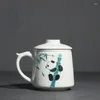 Canecas Pintadas à Mão Panda Bonito Copo de Água Conjunto de Chá Cerâmica Brewing Com Tampa Strain Meninas Caneca Escritório