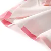 2023夏のピンクのコントラストカラードレス短袖丸いネックボタン膝の長さのカジュアルドレスw3l041901