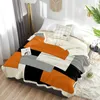 Decke Orange Black Patchwork abstrakte Kunst Kaschmirdecke für Kinderzimmer Sofa Soft -Brandspreads Travel Camping Fleece Decke R230616