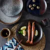 Tabaklar 10 inç Retro Japon tarzı Seramik Batı Biftek Yemek Tabağı Basit Mutfak Tatlı Düz ​​Yemeli Ev El Sofra Takımı