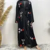 Etnische Kleding Mode Kimono Ramadan Eid Borduren Abaya Dubai Turkije Moslim Vrouwen Bescheiden Jurk Islamitische Gewaad Kaftan Femme Musulman